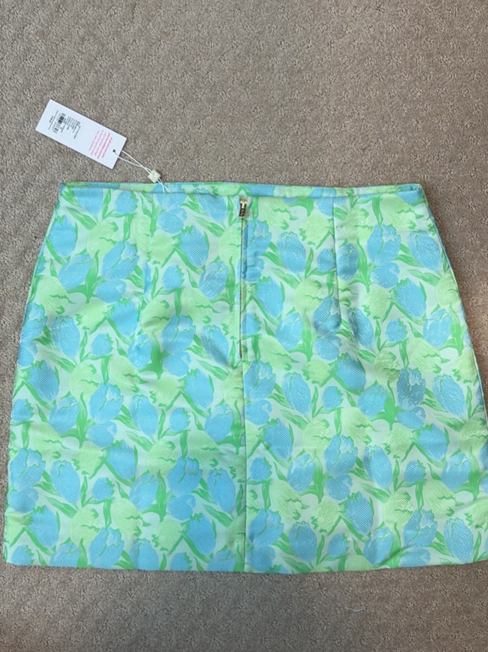 Lilly Pulitzer Mint Green & Sky Blue Floral Mini Skirt